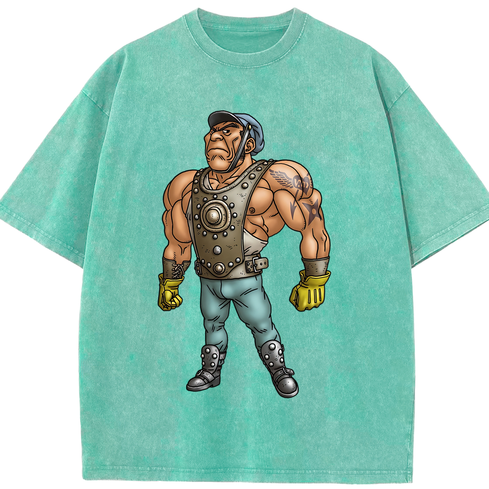 （画像用） ドラゴンクエスト Doragon Kuesuto Dragon Quest 綿100% ヴィンテージ風 半袖Tシャツ（フロントプリント）